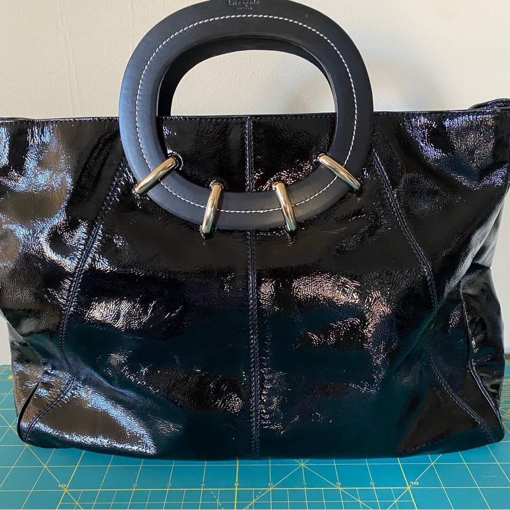 Elegant Kate Spade Black Patent Leather Tote Bag